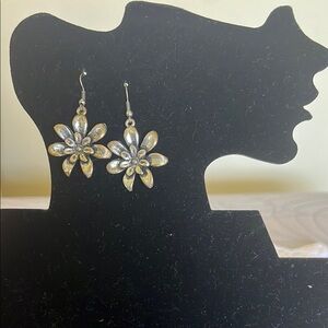Silver Floral Dangle Earrings